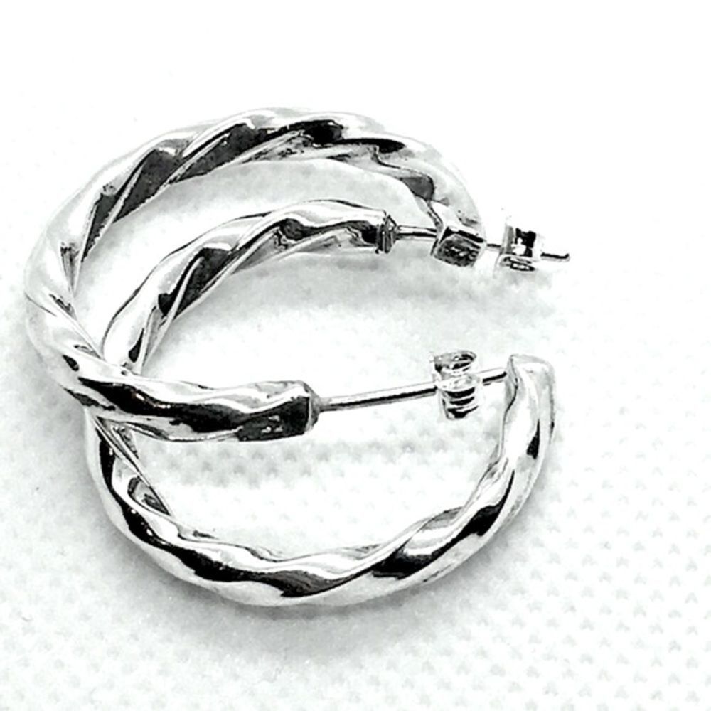 TAXCO Sterling Silver Twisted Rope Post Back Round Hoops 925 Earrings